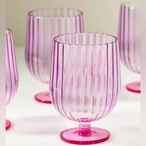 Anthropologie Raquel Scallop Acrylic Goblets, Set of 4 Wine Glasses